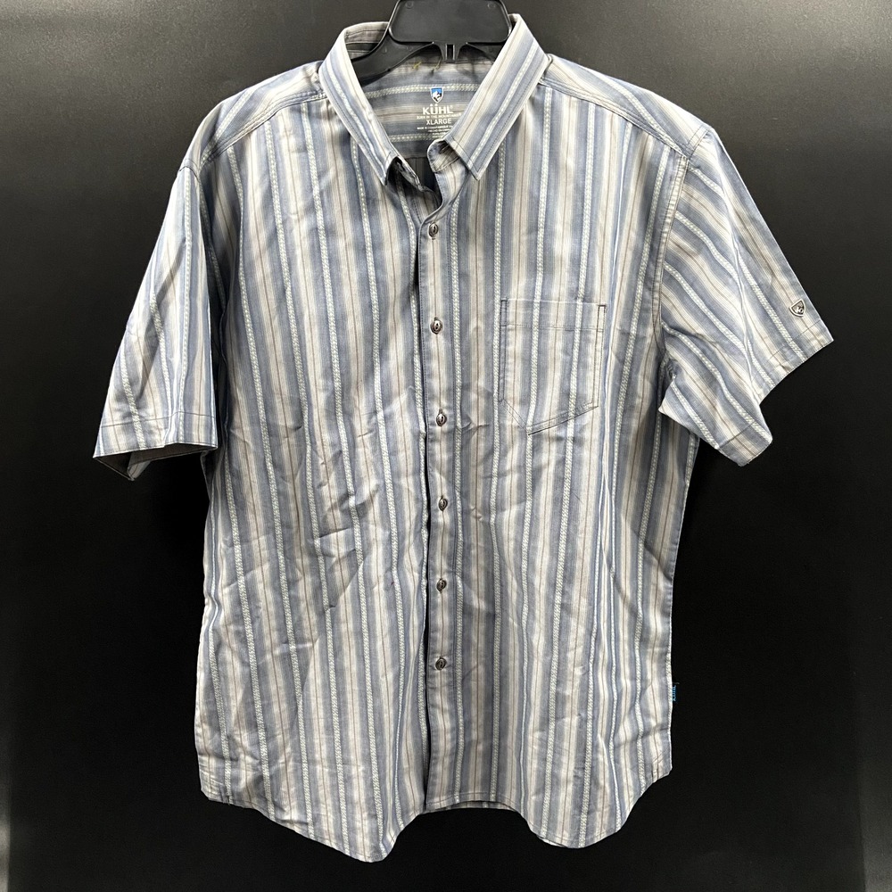 Kuhl Born In The Mountains‎ Shirt Men's XL Blue & Gray Button Down Short Sleeve